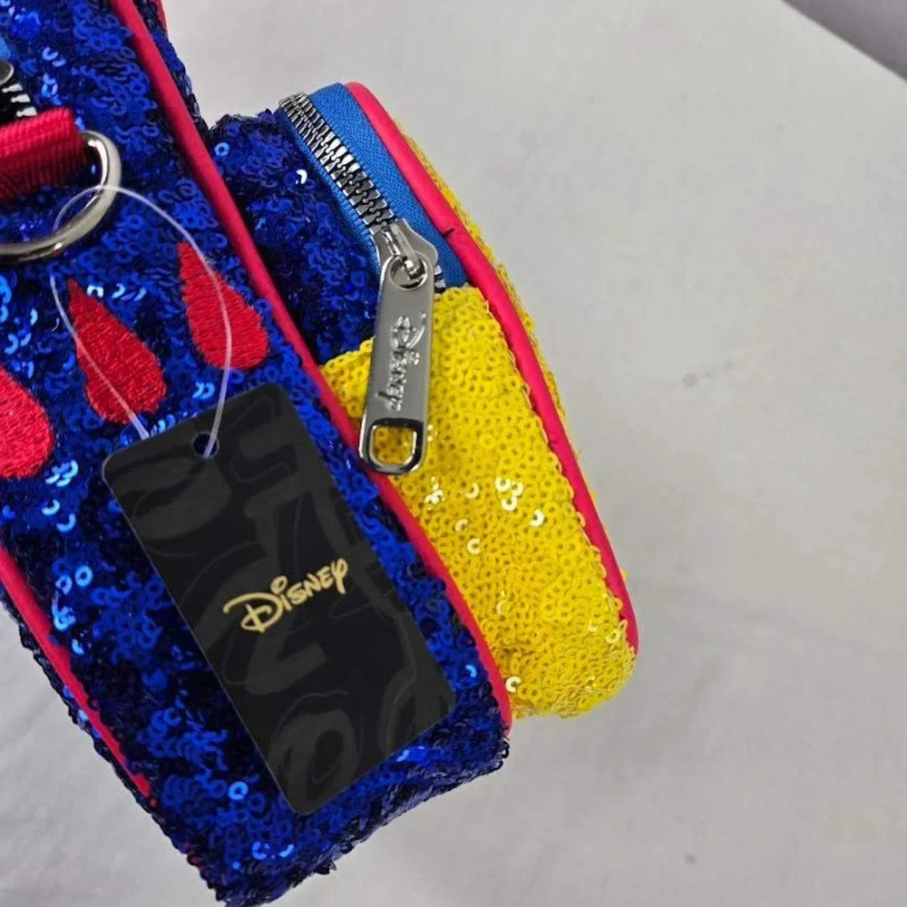 Disney Snow White Sequin Mini Backpack Bag‎ Blue Yellow Red Apple Charm NWT BD